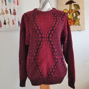 Expressions | 90s Vintage Red & Black Wool Blend Crewneck Sweater